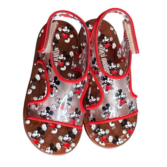 Kids Disney Mini Melissa Mickey Mouse Red Aqua Sandals - Size 10 - Picture 3 of 8